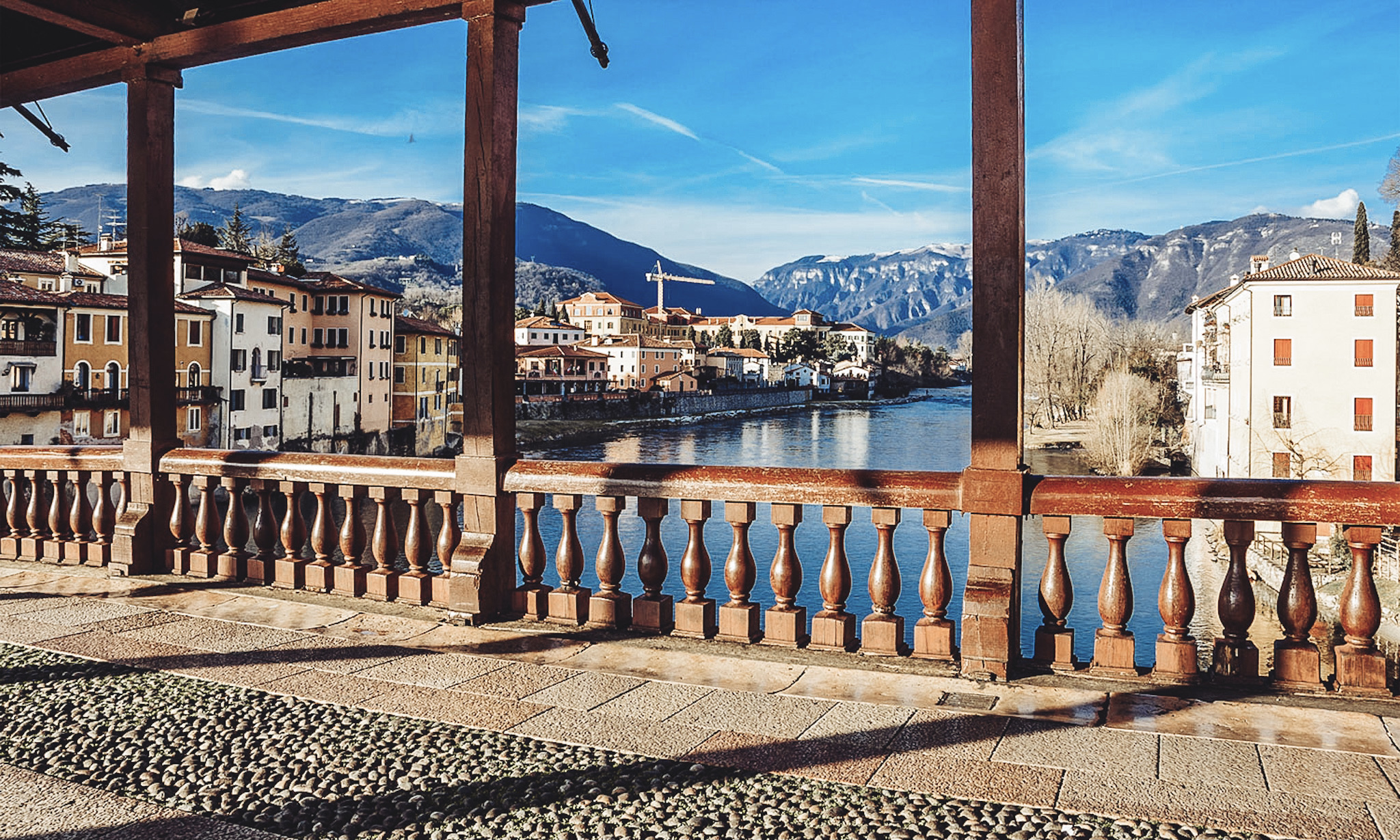 Bassano del grappa town near Venice bridge and attractions